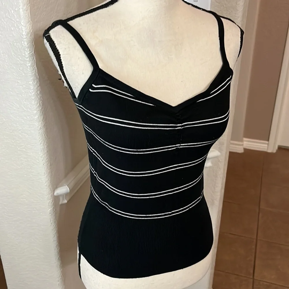 Mossimo black with white stripe silk blend crop sweater - Picture 6 of 15
